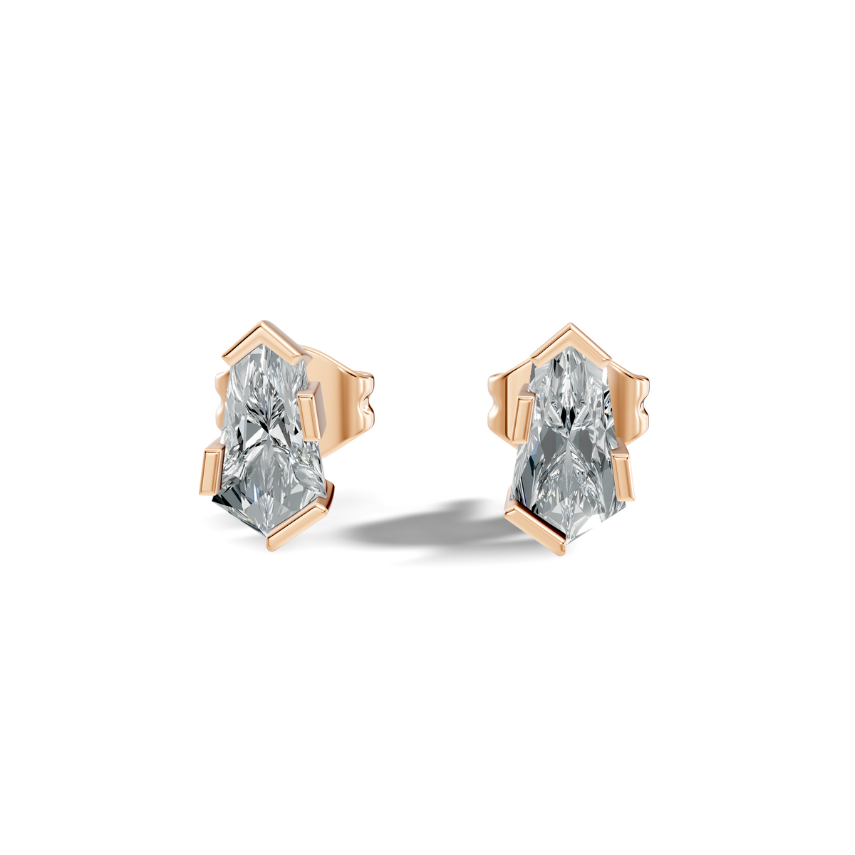 Pure Elongated Hexagon Studs
