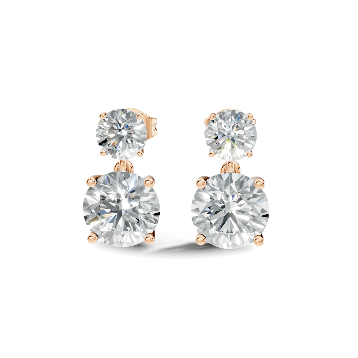 Avera Round Brilliant Two-Stone Drop Earrings