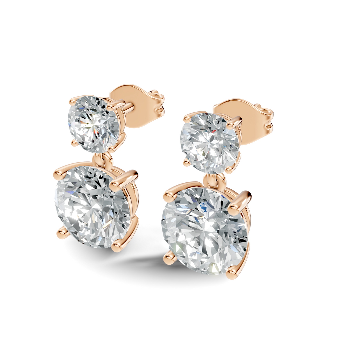 Avera Round Brilliant Two-Stone Drop Earrings