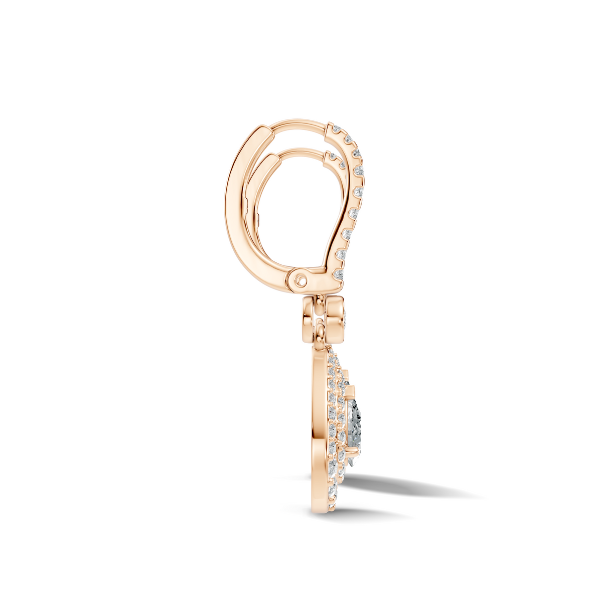 Avera Pear Double Halo Drop Earrings