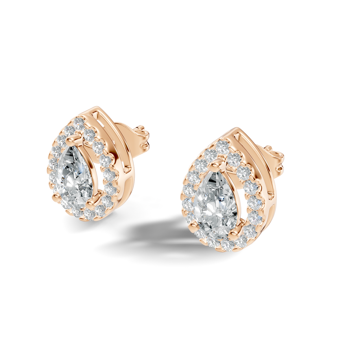 Elara Pear Halo Studs