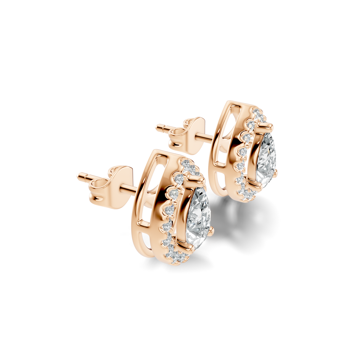 Elara Pear Halo Studs