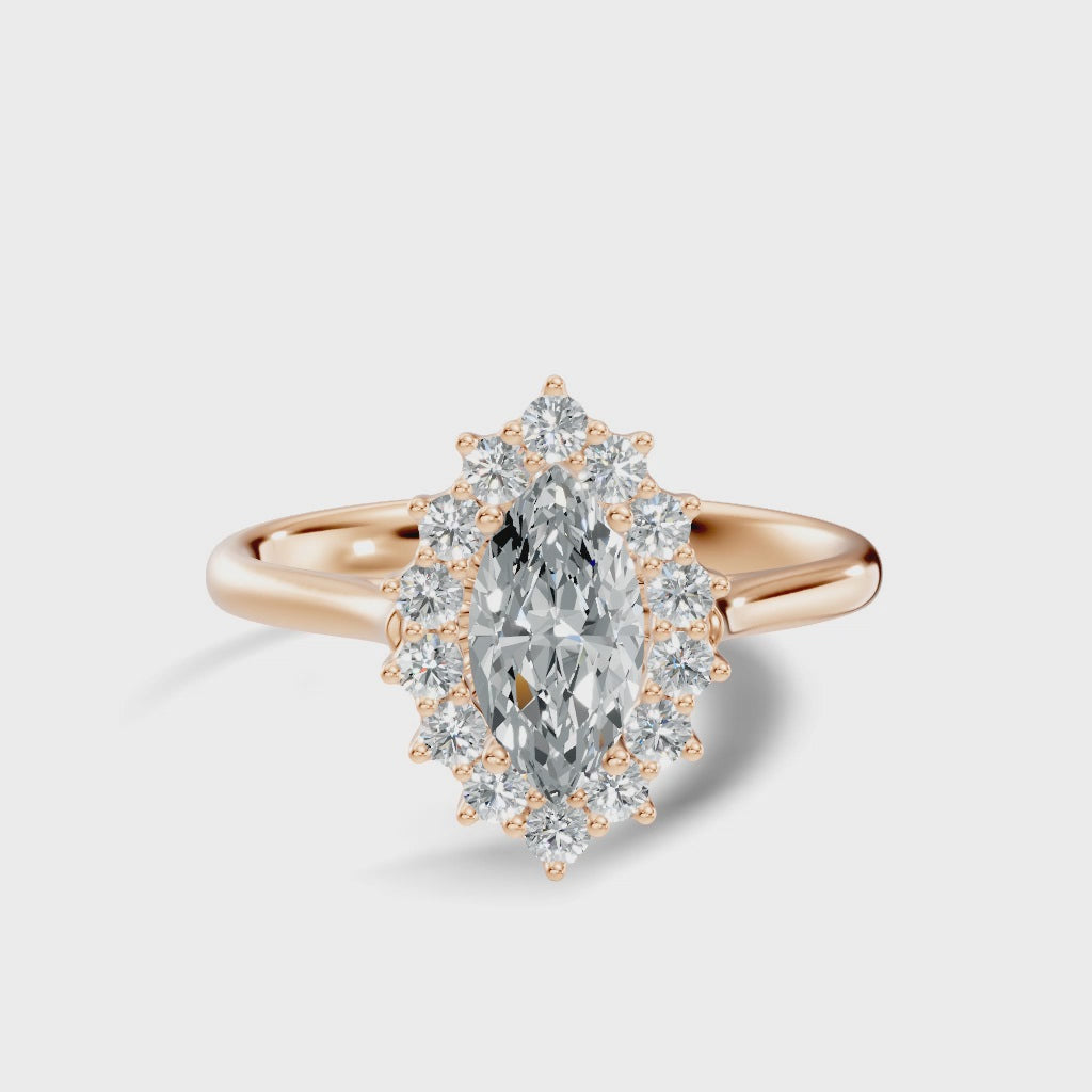 Celene Marquise Halo Ring